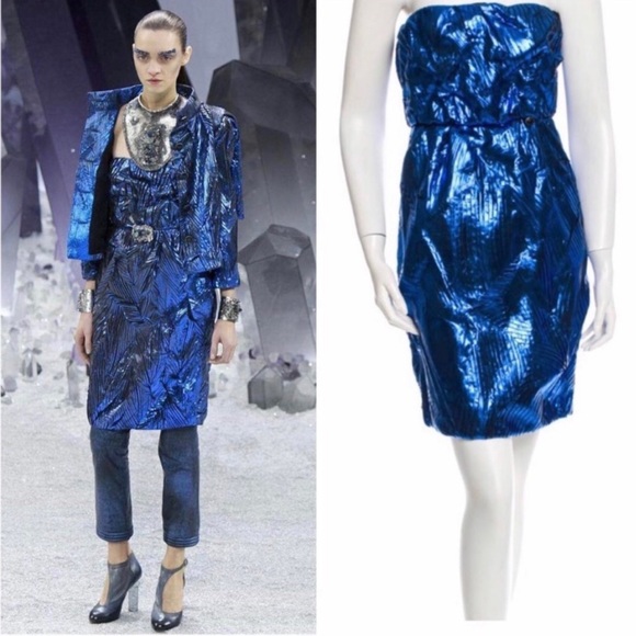 Chanel runaway metallic blue dress